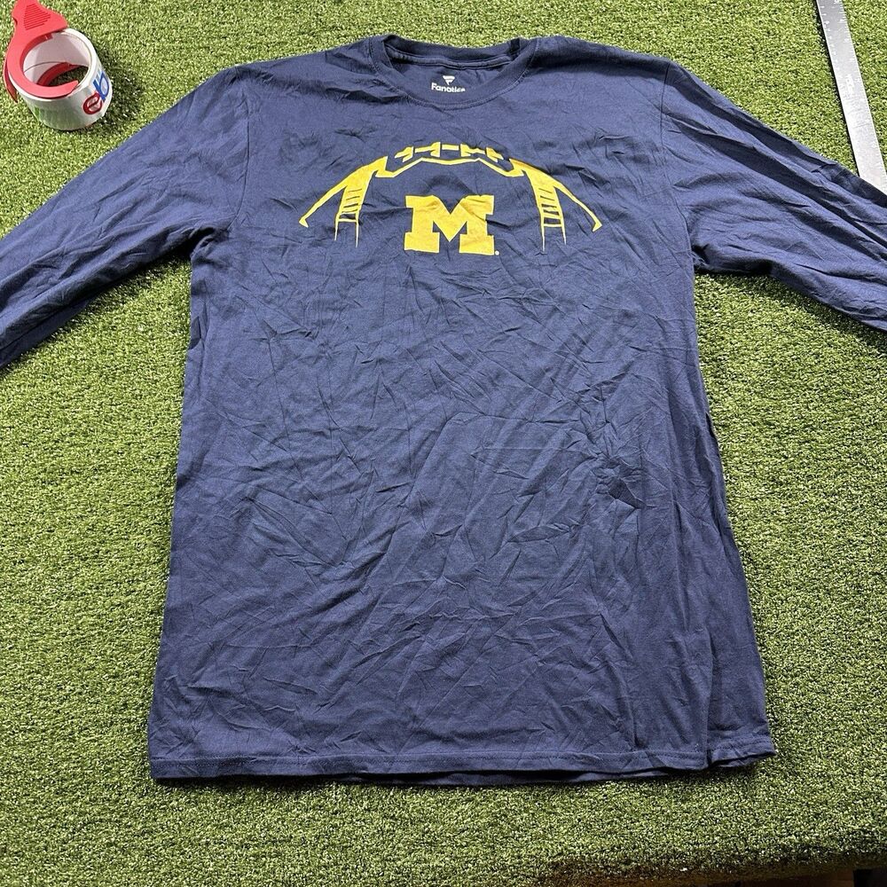 Michigan Wolverines Fanatics Large Navy Long Sleeve T-Shirt NWOT ncaa